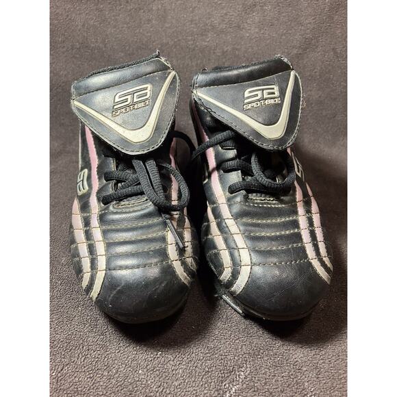 Girls Spot-Bilt Black With Pink And Silver Soccer Cleats Size 2 1/2 - Picture 1 of 6
